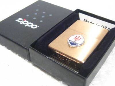 Zippo Oil Lighter Maserati Emblem Logo Gold Brass Regular Case JP