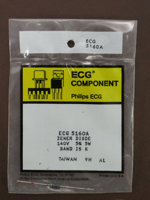 Philips ECG Component 5160A Zener Diode 140V 5% 5W Band is K (L EB)