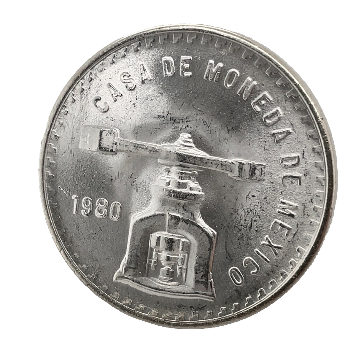 1980 Mexico Onza Casa de Moneda 1 Oz ASW UNC. Silver Coin #2 KM