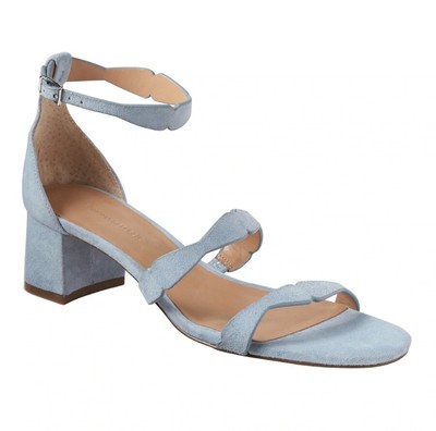 light blue suede block heels