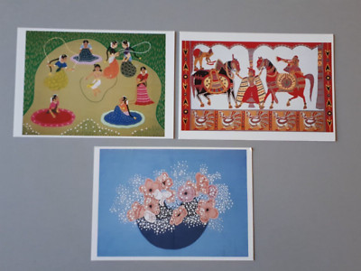 postcards: Pondicherry, ''riders'', ''jump rope'' and ''Cyclamens