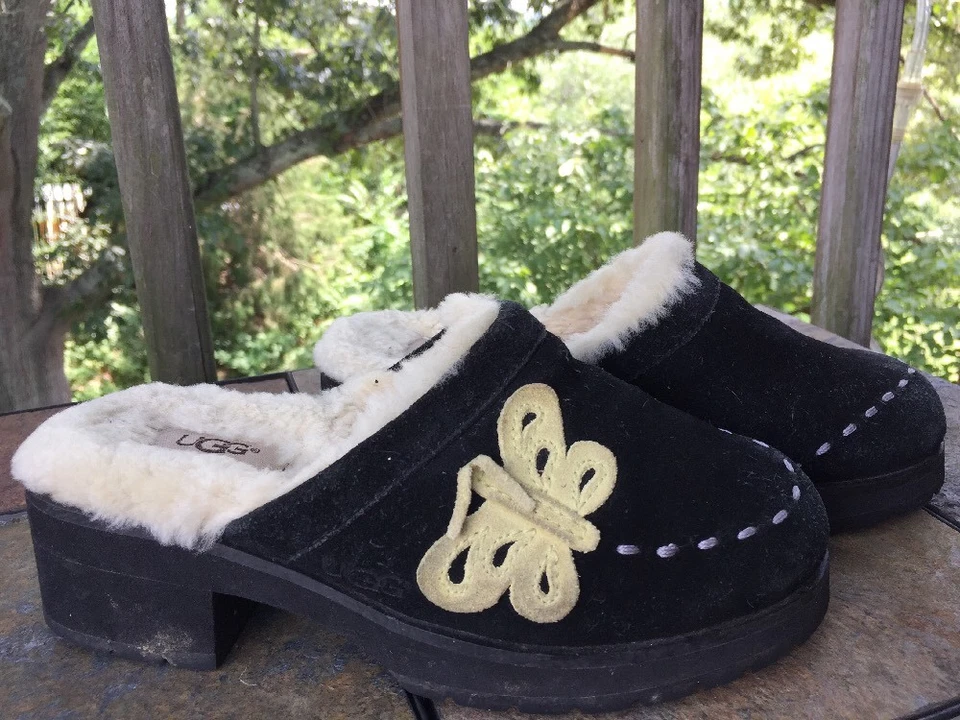 UGG AUSTRALIA Zuecos Cuñas Tacones Altos Línea de Piel Mariposa Cuero Niña Zapatos Talla 3 Foto 4 de 4