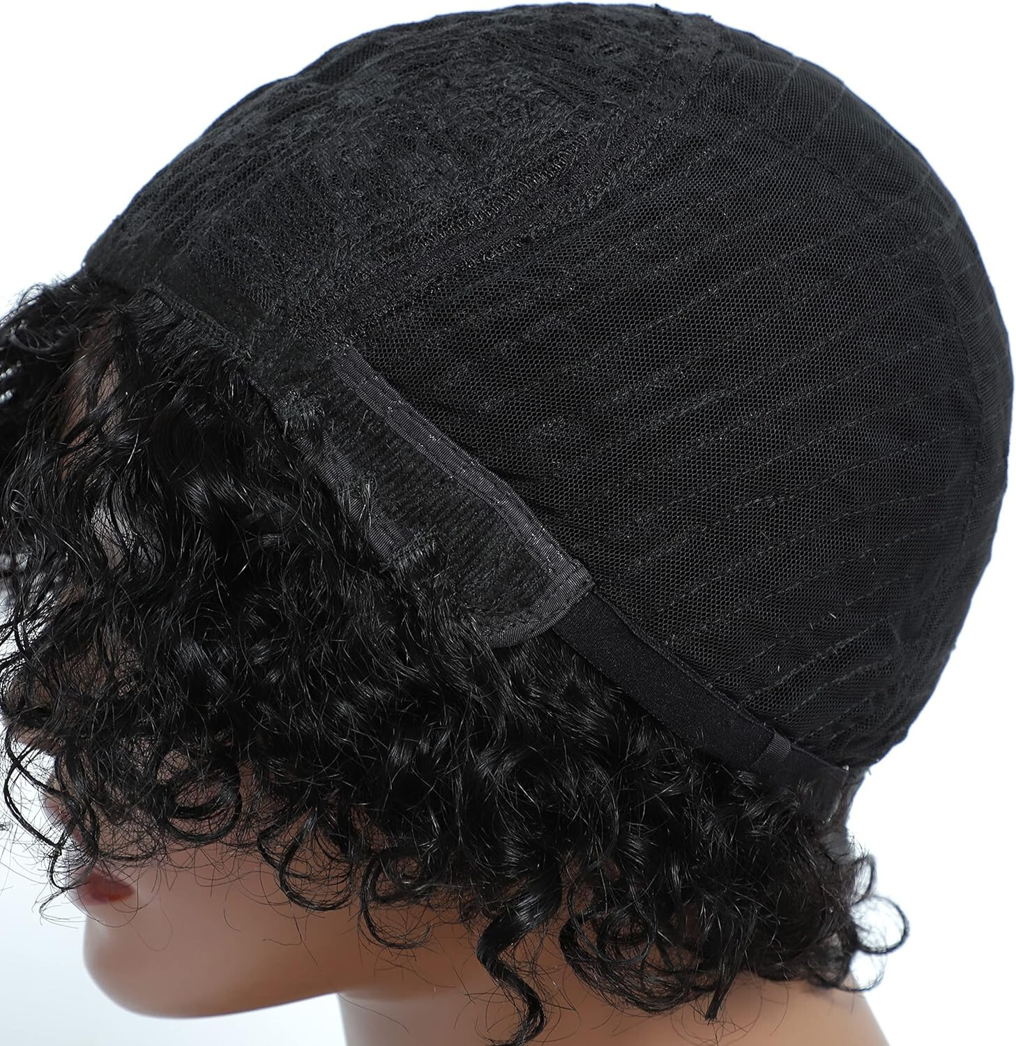 Perruque pixie bouclée en cheveux naturels brésiliens noirs de taille courte - 4