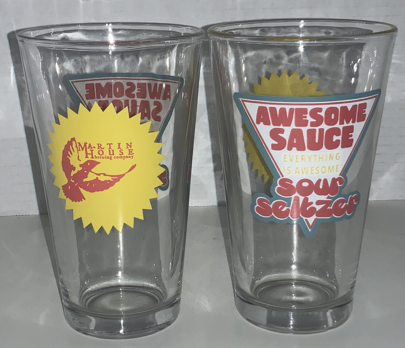 Martin House Brewing Co. AWESOME SAUCE SOUR SELTZER/RED BIRD Logo Pint Glasses eBay