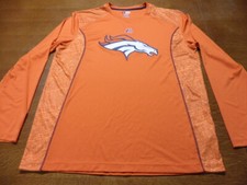 Orange NFL Team Apparel Denver Broncos Long Sleeve T-Shirt 100 Polyester XL
