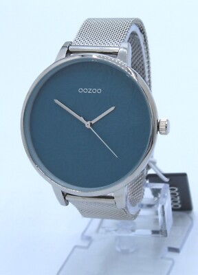 SALE Oozoo Design Damenuhr Milanaisearmband silver/petrol Ø48mm C10571ms