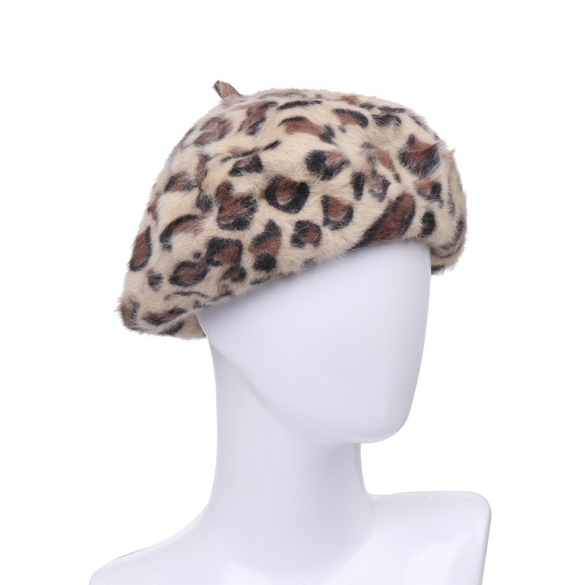 Women\'s Classic Wool Leopard French Painter Beret Hats Leopard Print Brown Classic Wool Leopard Beret Hats for Women Man Jamaica | Ubuy main image 2