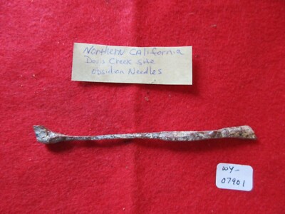 OBSIDIAN AWL or NEEDLE, EARLY NATIVE AMERICAN OBSIDIAN STONE AWL,  WY-0923*07901