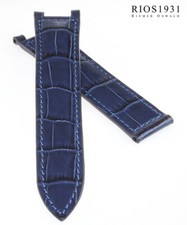 Cinturino di ricambio in alligatore per Cartier Pasha blu 20/18 mm per fibbia deployante