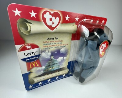 Lefty the Donkey,Ty, VINTAGE. RETIRED. RARE w/Spelling Errors. Non-Smoke.