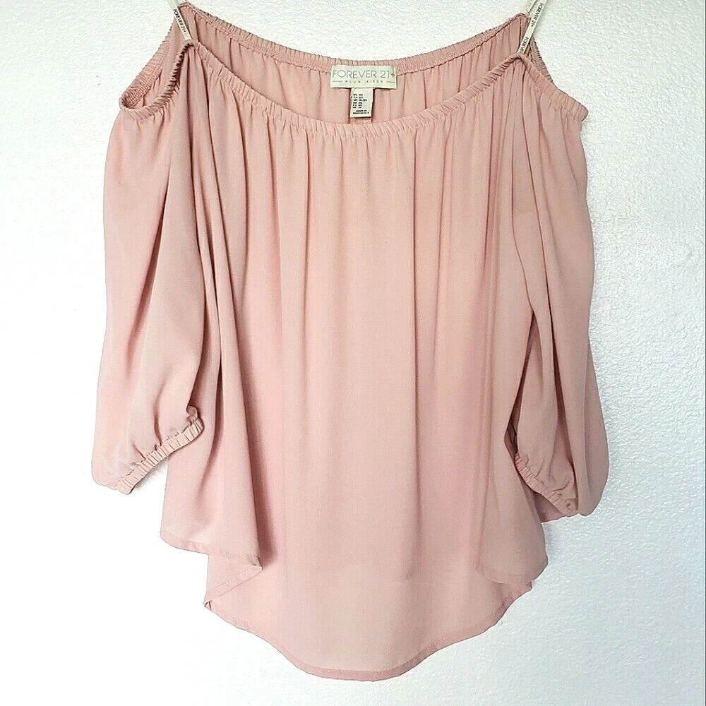 FOREVER 21 Plus Size 0X Top Off the Shoulder Lightweight Rose