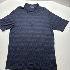 Hart Schaffner Golf Men's Polo Shirt L Navy Blue Stripped Short Sleeve