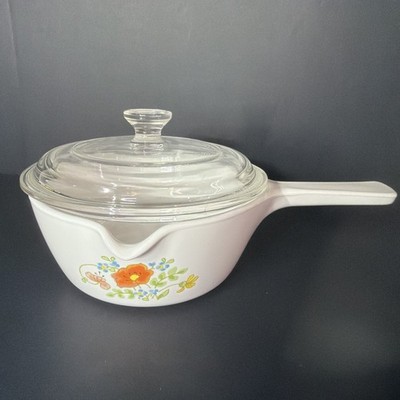 Vintage CorningWare Wildflower 2.5 Cup Spouted Saucepan P-89-B Poppies With Lid