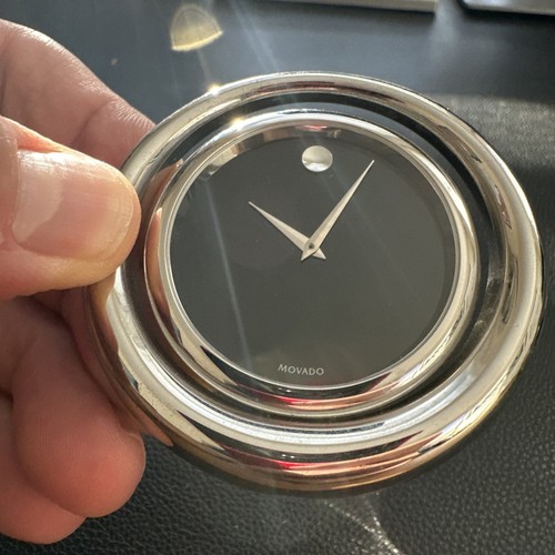 Chrome Hanging Clock tsi-121-m - Movado Desk clock - Untested - For Parts/repair - Picture 3 of 7