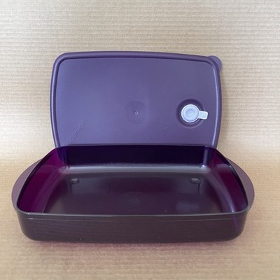Tupperware Vent N Serve Container 6 Cups Microwave Safe Dark Purple New