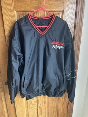 Vintage Snap-On Racing Power Tools Pullover Windbreaker Black V-Neck Size XL