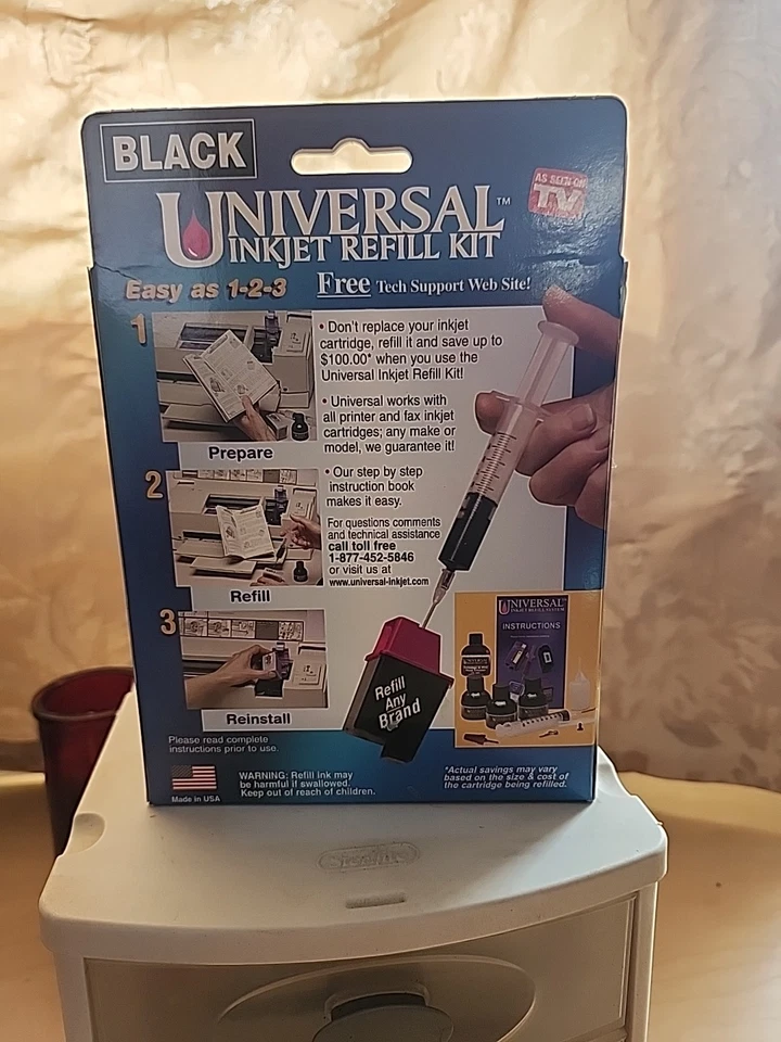 New ONTEL Universal Inkjet Printer Cartridge Black Refill Kit - Factory Sealed - Image 4 of 4