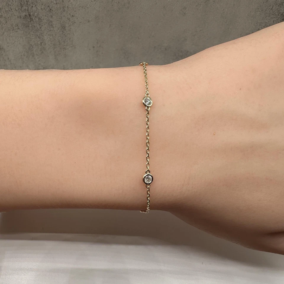 Pulseira Diamond Station em ouro amarelo 14kt – 0,31 ctw, 7 polegadas, nova - Imagem 4 de 4