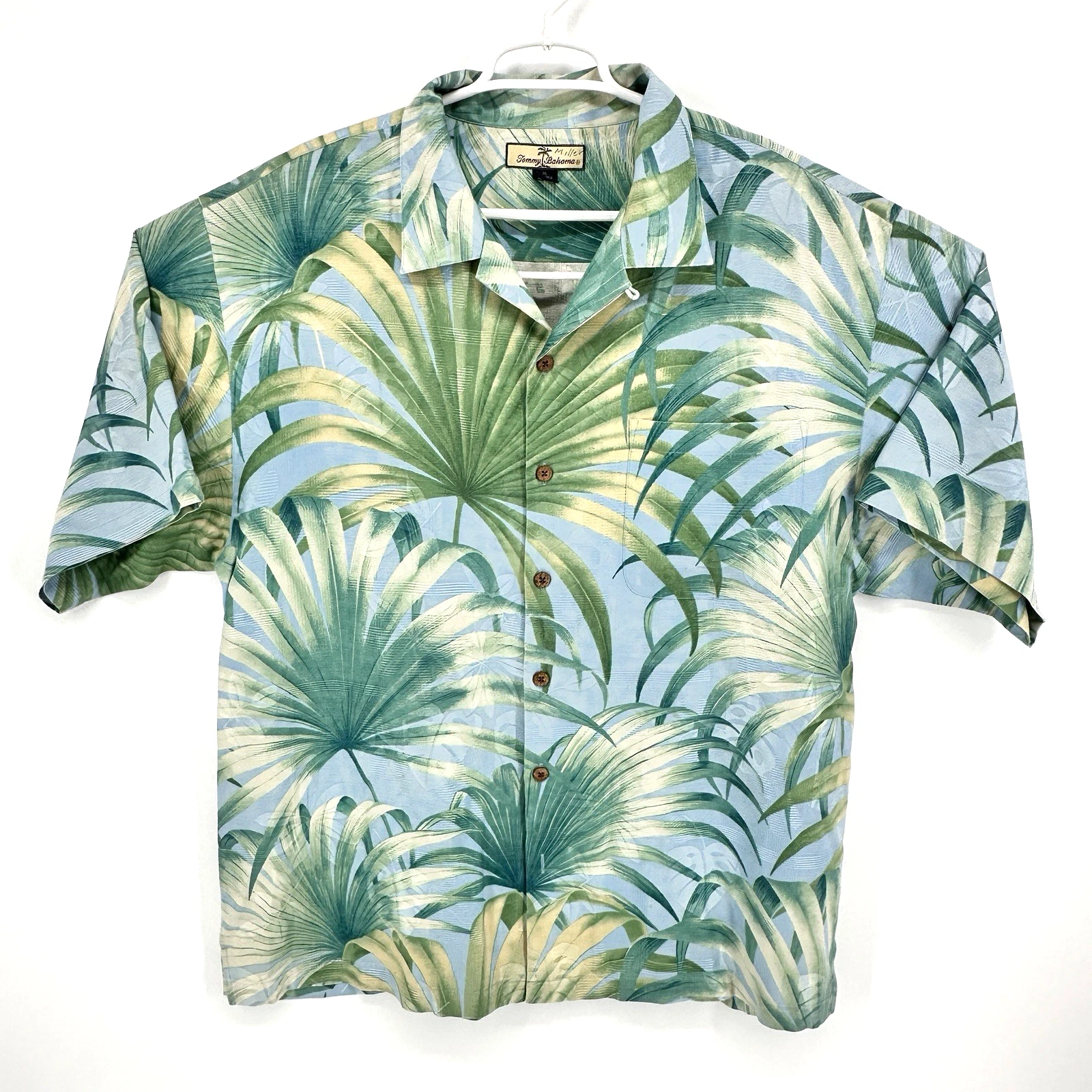 Vintage Tommy Bahama Shirt Mens XL Green Tropical Hawaiian 100% Silk Floral