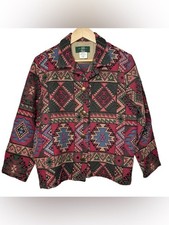 VTG Orvis Tapestry Jacket Women Medium Southwestern Aztec Indian Tribal Blazer