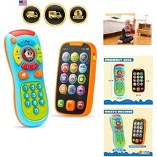 Baby Learning Phone and Remote Toy for Toddler, Fun Smartphone Toys with Musi...