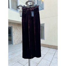 Saint Laurent Paris Wide Leg Velvet / Velour Pants in Burgundy BNWT 32