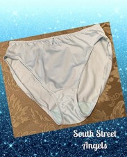 VINTAGE WACOAL 84282 BABY BLUE SATIN BODYSUEDE Hi-CUT BRIEF PANTIES  XL