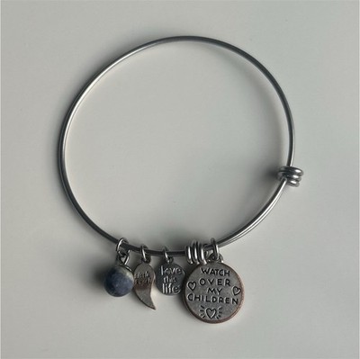 lovethislife Silver Tone Adjustable Charm Bangle Bracelet Inspirational Family