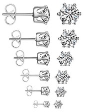 Gidemen 6 Pairs Stud Earrings Set, Hypoallergenic Cubic Zirconia Surgical steel
