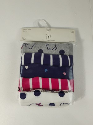Baby Gap Girl Underwear Bikini Briefs Size 2-3 New Bears Hearts Organic Cotton