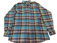 Vintage McGregor Classic Men  s Blue Multicolor Large Double Pocket Flannel Shirt