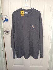 Carhartt Men's Long-Sleeve Pocket T-Shirt Gray Loose Fit TK0126-m New