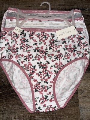 Laura Ashley Womens Brief Underwear Panties Floral 5-Pair Cotton Blend (B) ~ L