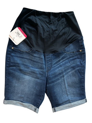 NWT Isabel Crossover Panel Stretch Bermuda Jean 9'' Shorts, Maternity Plus 14W