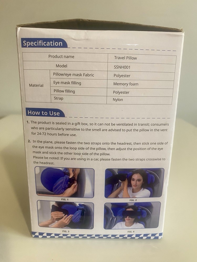 Sarisun Compact Travel Pillow with Neck Support and Eye Mask for Airplane Comfort