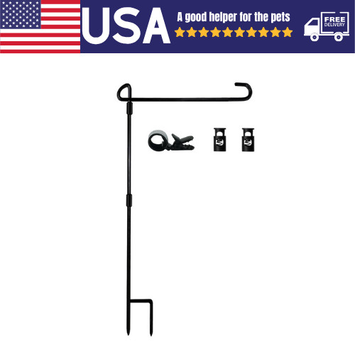 Garden Flag Stand-Holder-Pole with Garden Flag Stopper and Anti-Wind Clip for...