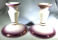 Lavender and Cream with Gold Trim Candle Stick Holders