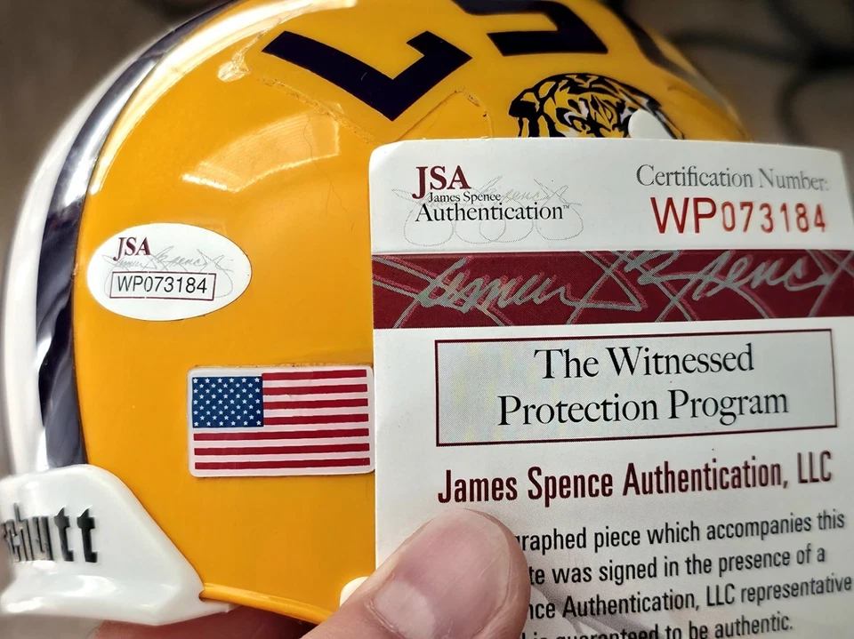 🔥 Patrick Peterson Signed LSU Tigers Mini Helmet w/JSA COA & Display Case! WOW! - Image 3 of 4
