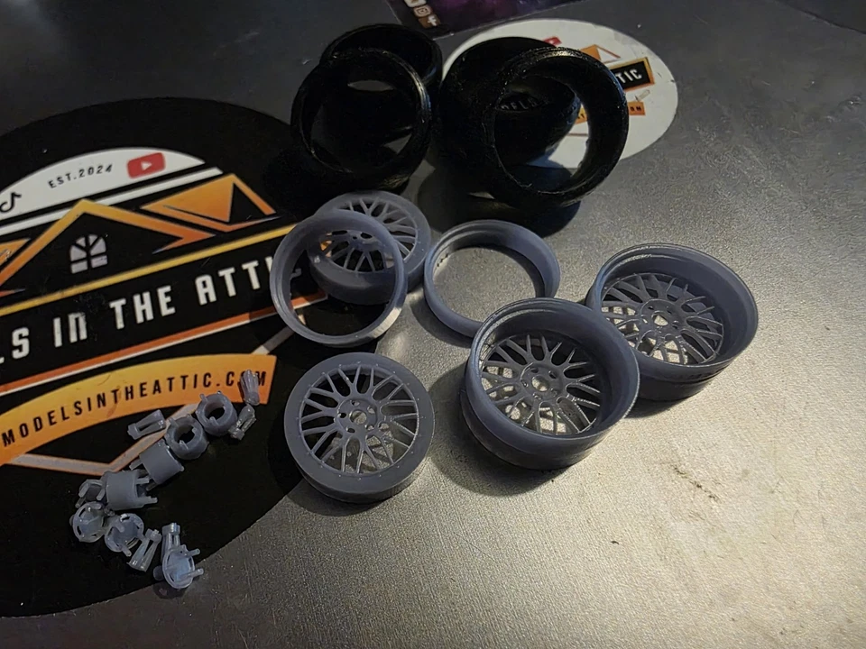 1/24 Scale BBS LM Staggered 3D Printed Wheels With RUBBER Tyres Diecast Model - Image 3 of 4