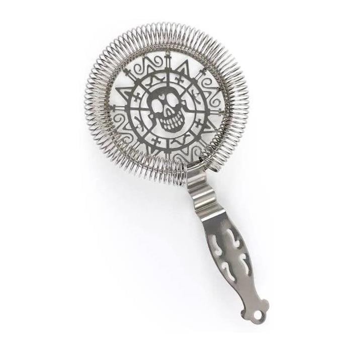 Beaumont Home Bar Mixology Accessory Stainless Steel Skull Cocktail Strainer