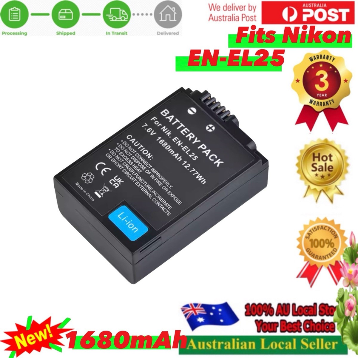 2x EN-EL25 / EN-EL25A Batterijen + Lader - Voor Nikon Z50, Z30, Z Fc, 1250mAh, LCD-display, Kaartlezer, Powerbank-functie, 3 Oplaadmethodes (USB-C, USB-A, Stopcontact)