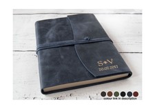 Amalfi A5 Italian Leather Journal Navy Free Initials Engraving!