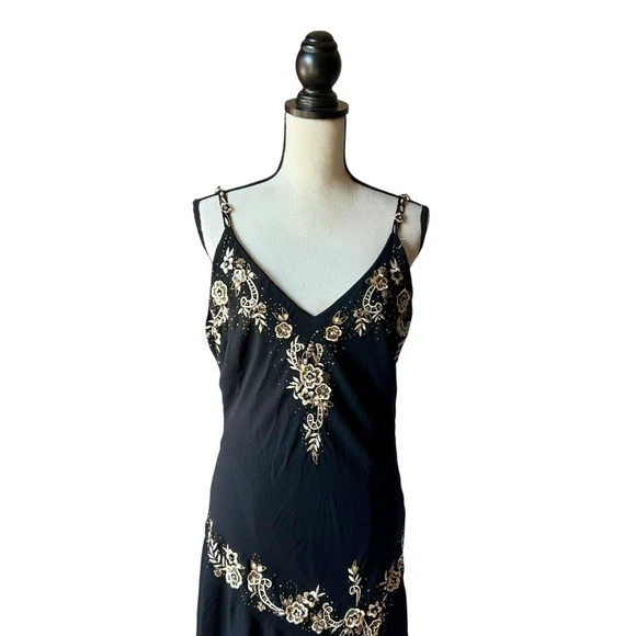 Vestido maxi Whimsigoth fada frisada preto chiffon tamanho GG vintage etéreo anos 90 gótico - Imagem 4 de 4