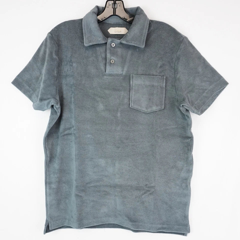 Aurelien Terry Towelling Short-Sleeve Polo Shirt In Dark Gray -Men's Size Medium