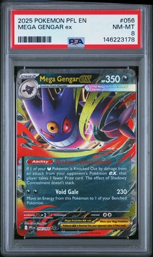 2025 POKEMON PFL EN-PHANTASMAL FLAMES #056 MEGA GENGAR EX PSA 8