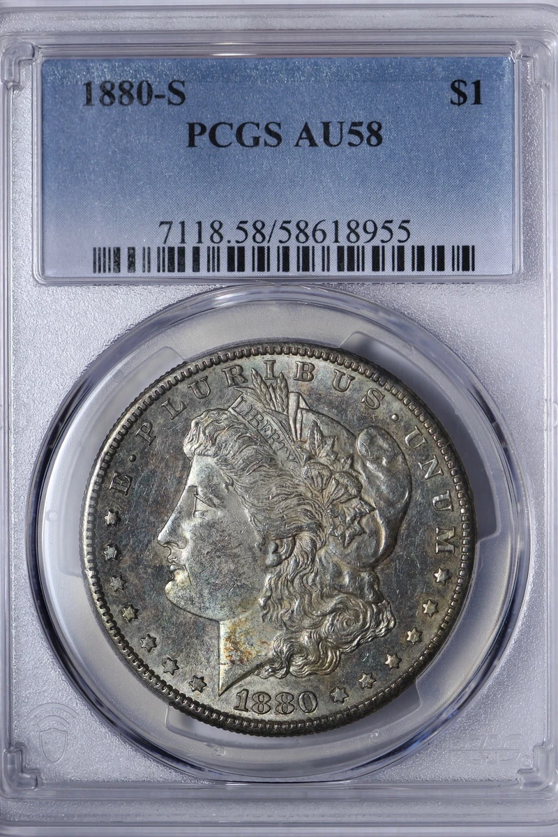 Silver AU 58 Graded 1890 Year Morgan US Dollars (1878-1921) for