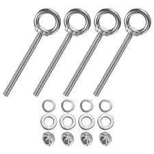 4-Sets Stainless Eyebolt M8x100mm Shoulder Lifting Eye Bolt with Nuts Washers