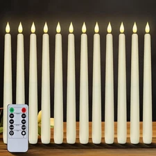 12 Pcs Flameless Taper Candles with Remote Timer Dimmer 11 inches Ivory Taper...