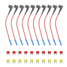 FT2-10 10 Pack 12V Car Add-A-Circuit Fuse Tap Adapter Mini ATS Blade Fuse Holder