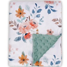 30 x 40 Inch Baby Blanket Soft Plush Mink Fabric Multicolor Floral Dotted